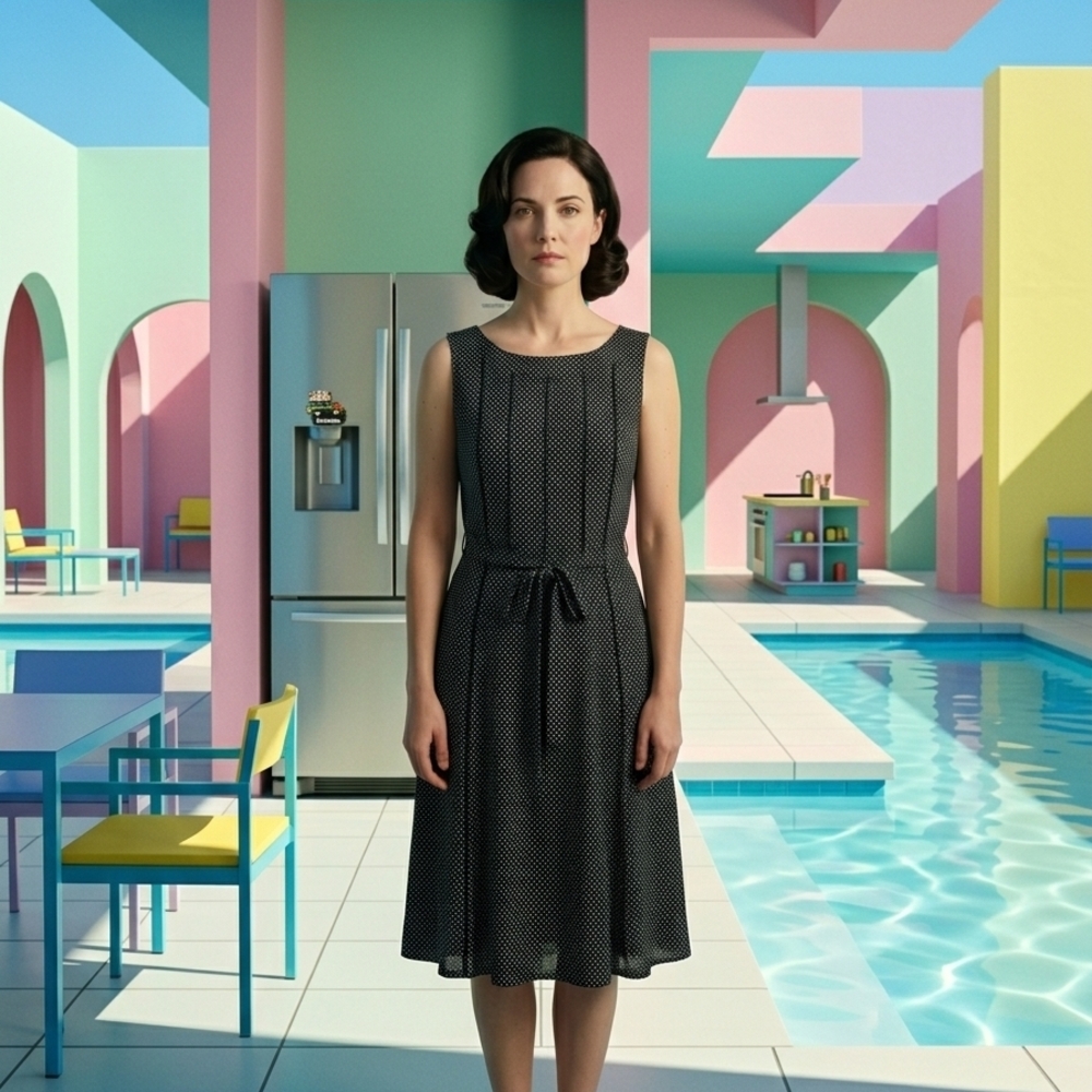 Voir Voir Black and White Polka Dot Midi Dress